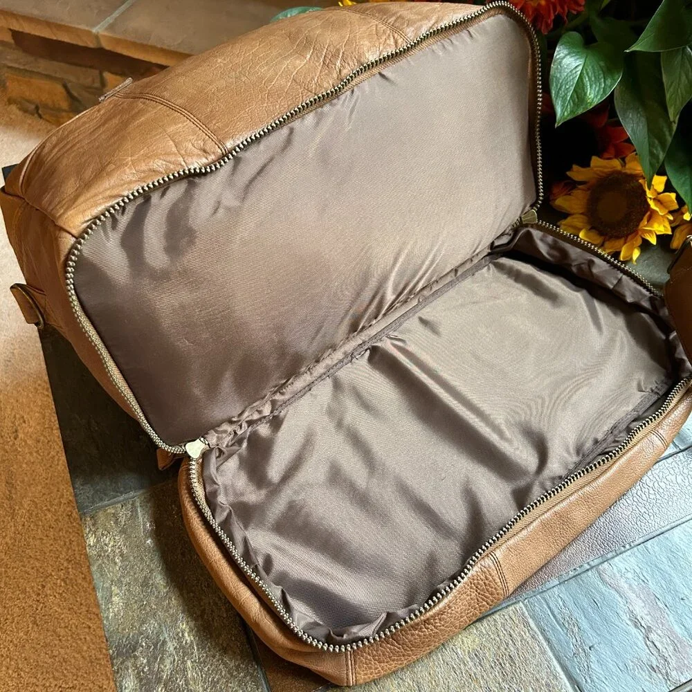 Soft-Sided Leather Carry-On Travel Duffle Bag - Picture 11 of 14